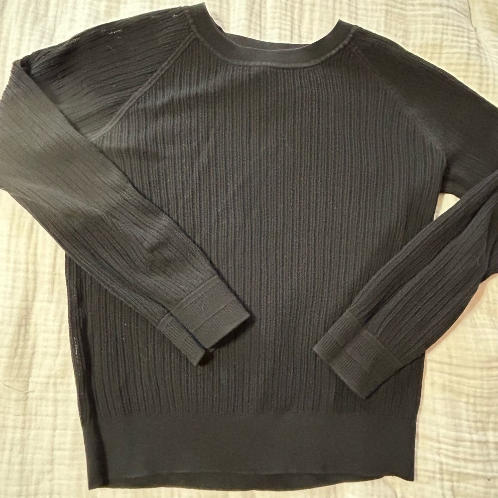 Club Monaco Cotton Silk ribbed semi sheer sweater